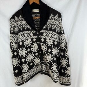 Sigrid Olsen Black and White Knit Cardigan